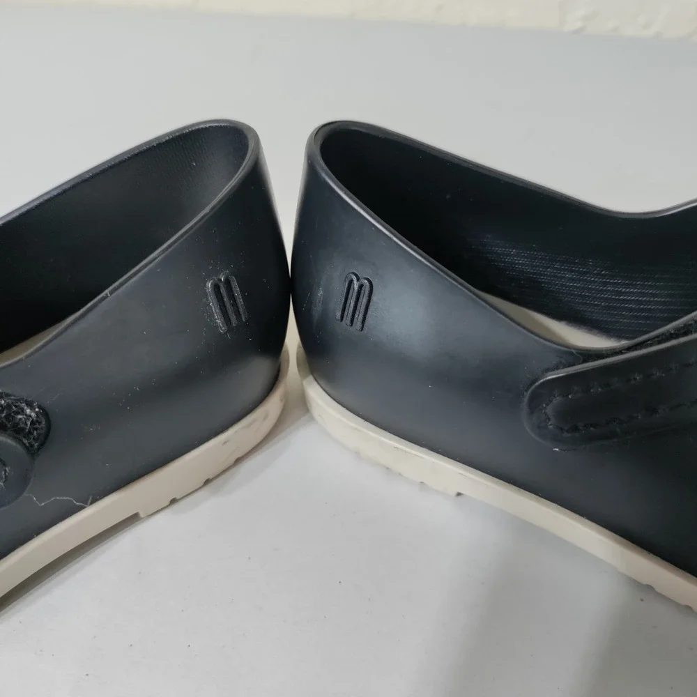 Mini Melissa Black Mary Jane Bow Tassel Shoes Girls Size 7 USA Lug Sole Flat